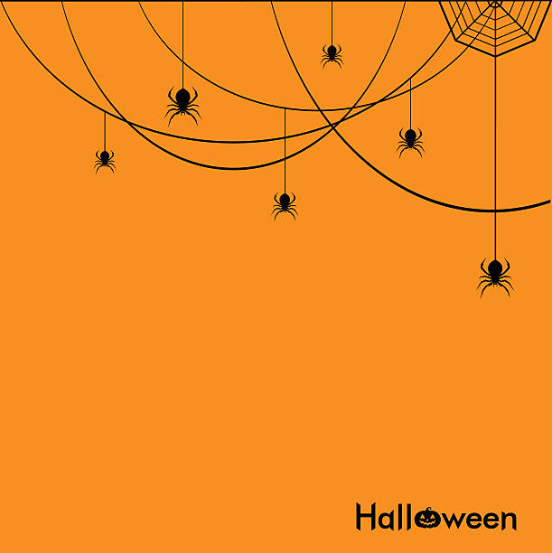 Halloween post card with spiders vector art illustration