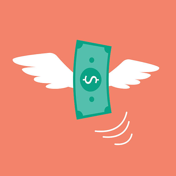 illustrazioni stock, clip art, cartoni animati e icone di tendenza di soldi che volano come un uccello - flying money