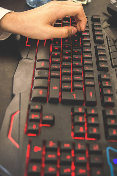 istock Male hands typing on the keyboard 612820622