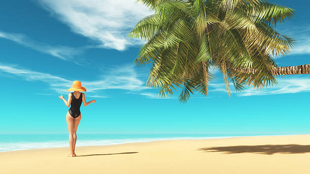 istock Beautiful woman on the beach. 612820888