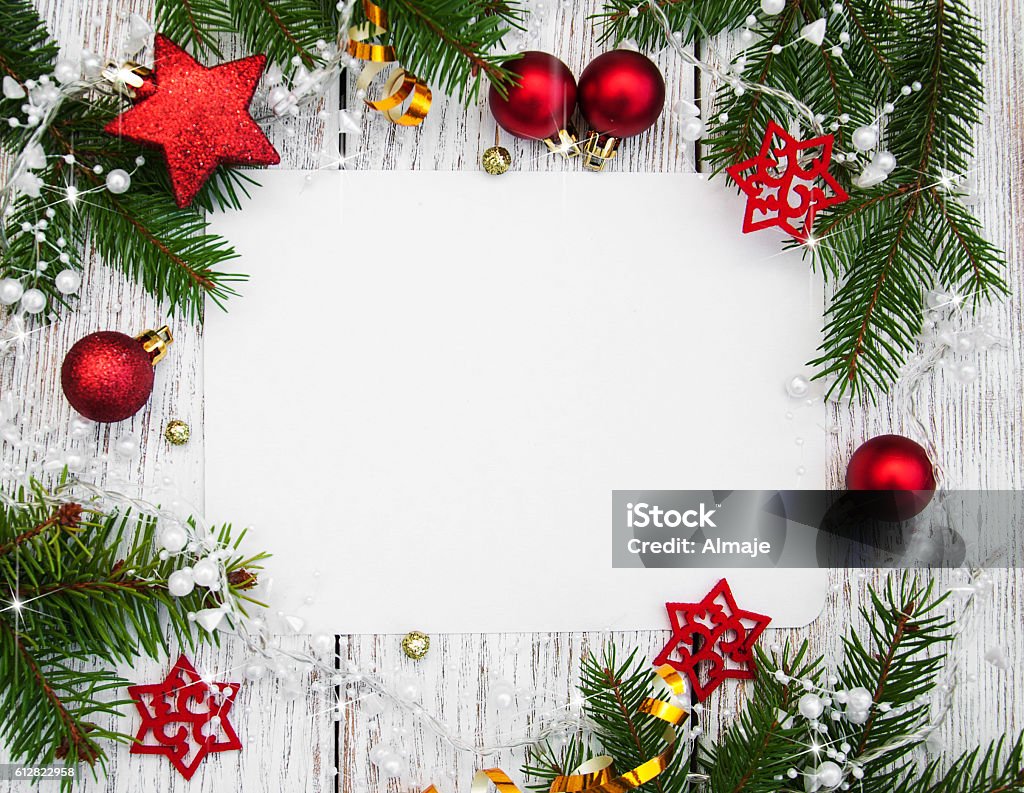 christmas background - blank paper with decoration - Royalty-free Noel bayramı Stok görsel