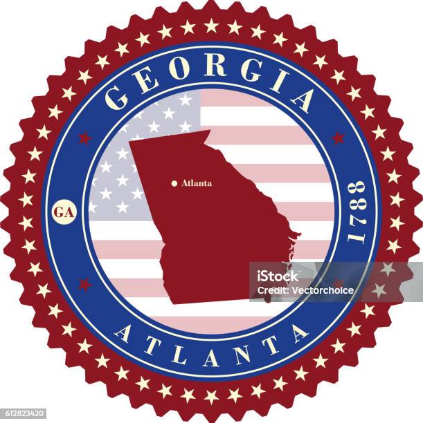 Label Sticker Cards Of State Georgia Usa Stock Illustration - Download Image Now - Border - Frame, Patriotism, Abbreviation