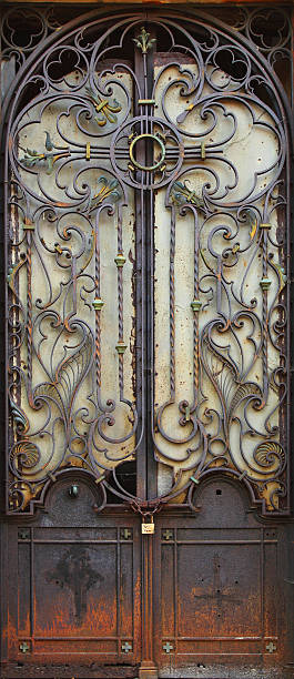 istock metal medieval vintage door background 612827344