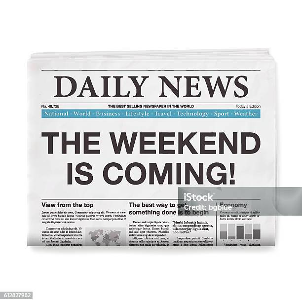 Epaper Weekend The Weekend Is Coming Headline Newspaper Isolated On White Background ...