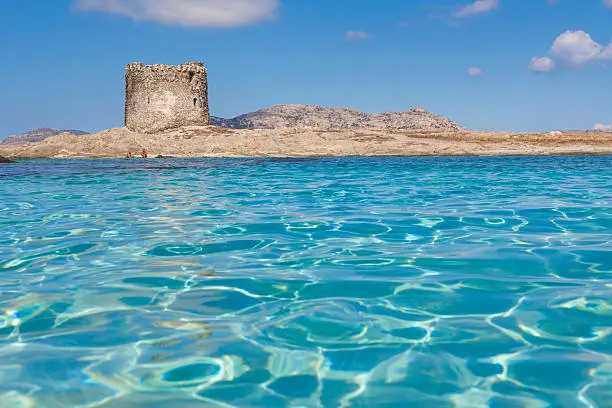 clear water and La Pelosa Tower in the province of Sassari, Italy