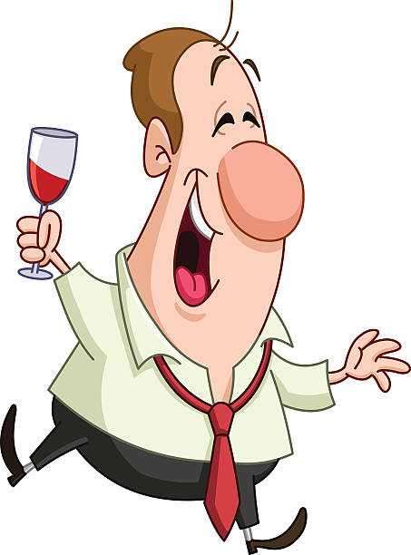 Man With Wine Glass Stock Illustration - Download Image Now - Men, Beer -  Alcohol, Cartoon - iStock