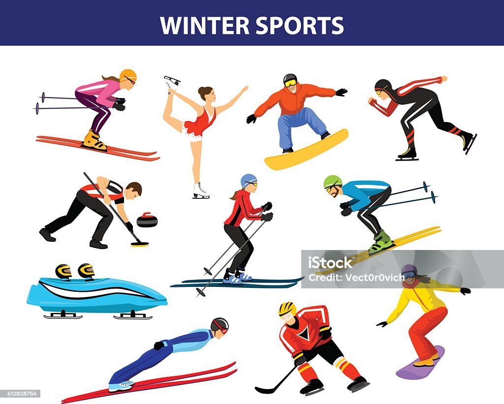 Conjunto de Esportes de Inverno - Vetor de Esporte de Inverno royalty-free