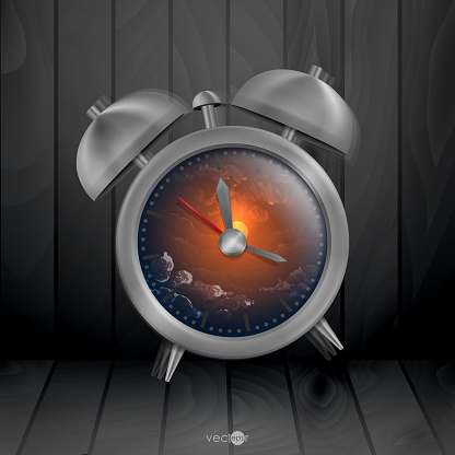 Metal Classic Style Alarm Clock. Vector Illustration. Eps 10
