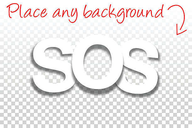 SOS Sign for Design - Paper Font - Blank Background SOS sign for your design. With space for your text and your background. sos stock illustrations