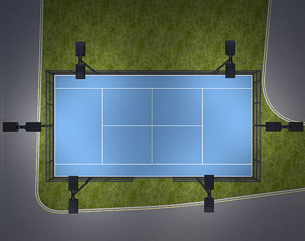 istock playground for tennis. top view. 3d rendering 612834058