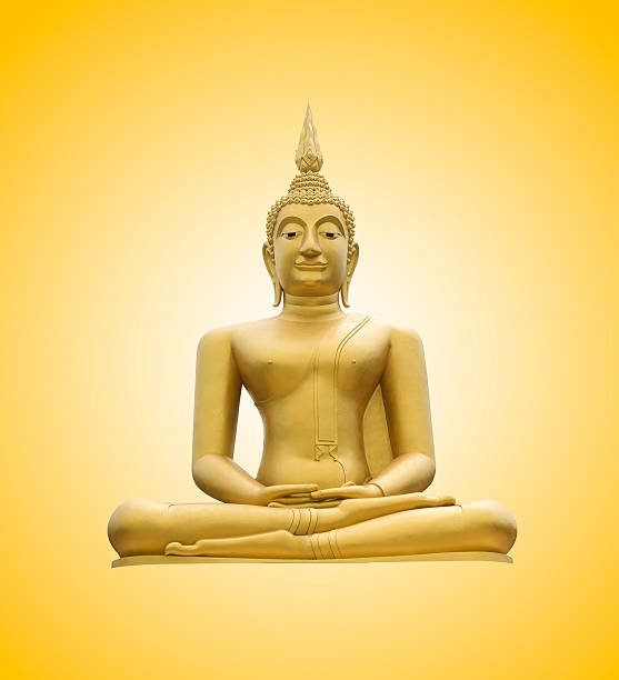 istock gold image of Buddha on radial yellow and white gradient 612834220