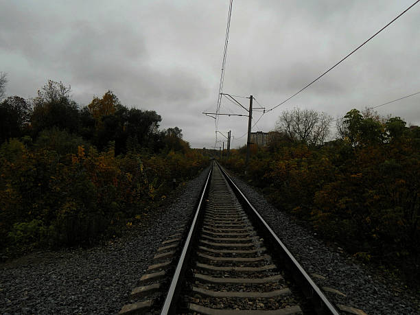 istock Railway in autumn landscape 612834504