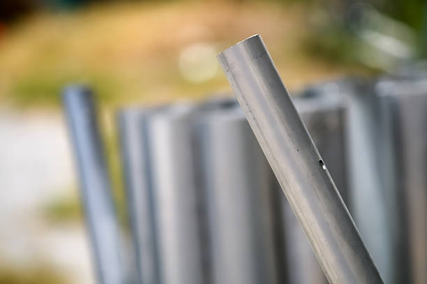 istock Many Pipes Are Stored at the Construction Site 612839442