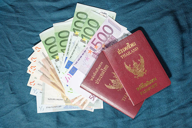 istock Thai Passport with money banknote 612839614