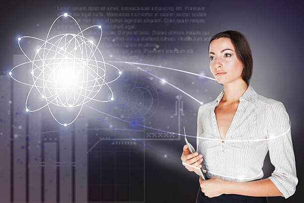 istock Young business woman with laptop 612840896