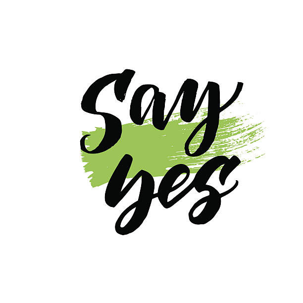 Say yes postcard. Say yes card. Hand drawn lettering background. Ink illustration. Modern brush calligraphy. Isolated on white background. yes no icon stock illustrations