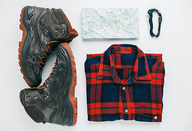 istock Outdoor equipment knolling concept 612843034