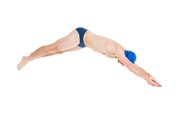istock Shirtless muscular swimmer diving 612843208