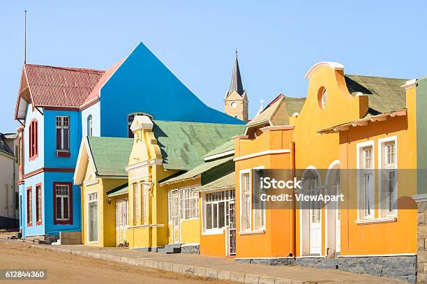 Colorful Houses In Luderitz Namibia Ancient Houses German Style Stock Photo - Download Image Now
