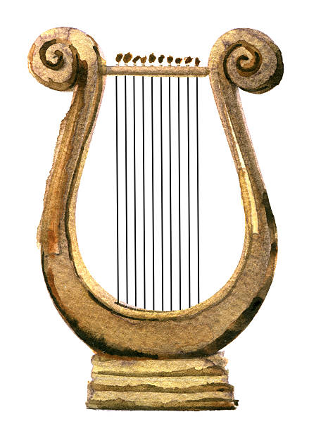 istock watercolor sketch of harp on white background 612845654