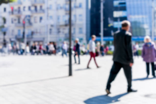 istock Blurred image of area on which people walk. 612846948
