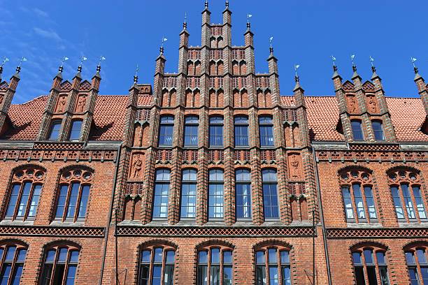Facade of the old town hall in gothic style in Hannover, North Germany, Europe. The building was erected in the 15th century.