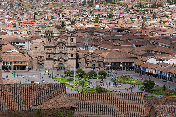 istock Aerial view of the main square in Cusco, Peru 612848170