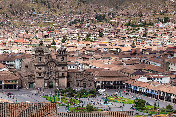 istock Aerial view of the main square in Cusco, Peru 612848254