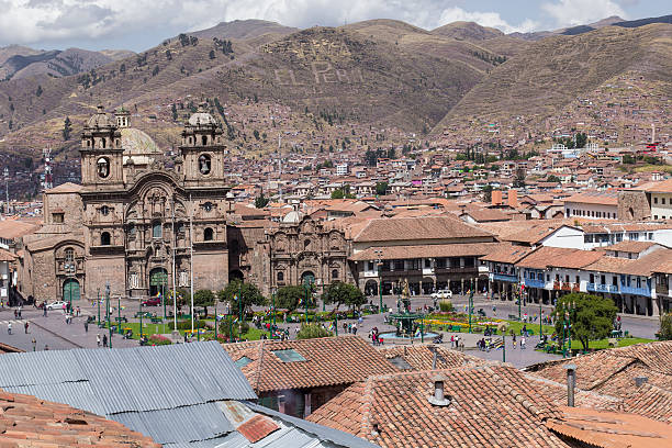 istock Aerial view of the main square in Cusco, Peru 612848484