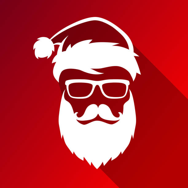 wektor hipster święty mikołaj - santa claus christmas glasses mustache stock illustrations