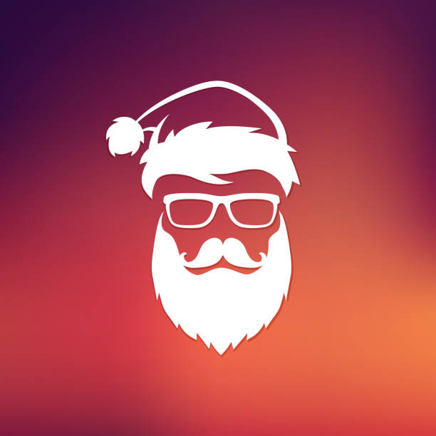 ilustraciones, imágenes clip art, dibujos animados e iconos de stock de vector hipster santa claus - santa claus christmas glasses mustache