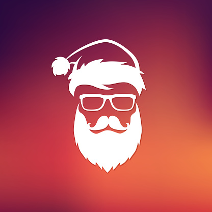 Vector hipster Santa Claus fashion silhouette with cool beard and glasses