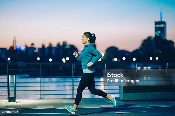 Night Jogging In The City Stock Photo - Download Image Now - Night, Running, Jogging