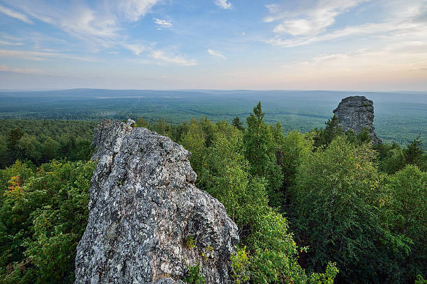 istock Amazing landscape with mountain range and beautiful blue sky at 612850710