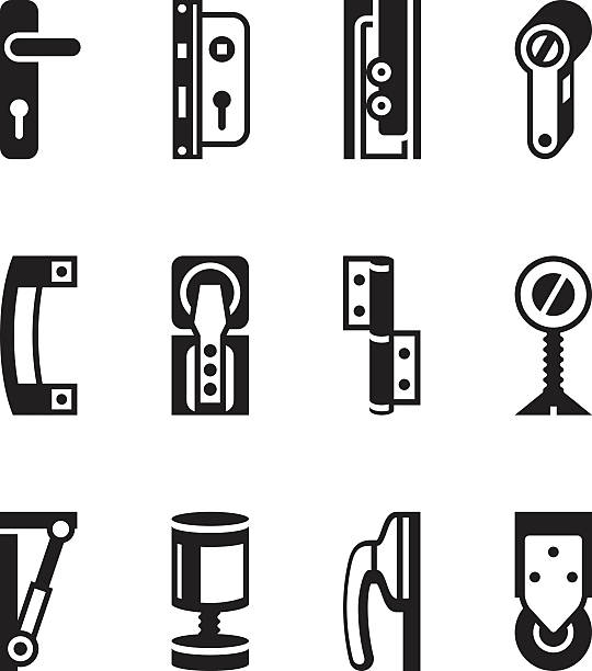 Interior and exterior fasteners Interior and exterior fasteners - vector illustration door chain stock illustrations
