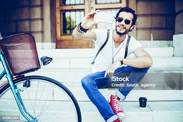 Selfie And Coffee Break Stock Photo - Download Image Now - Activity, Adult, Adults Only