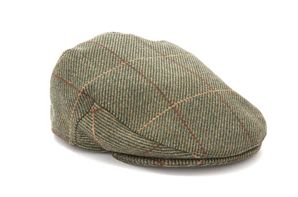 green tweed hunting flat cap - flat cap stockfoto's en -beelden