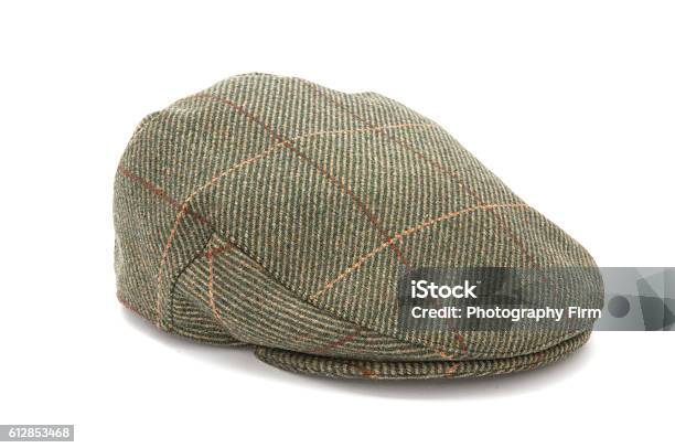 Green Tweed Hunting Flat Cap Stock Photo - Download Image Now - Flat Cap, Cut Out, Beret