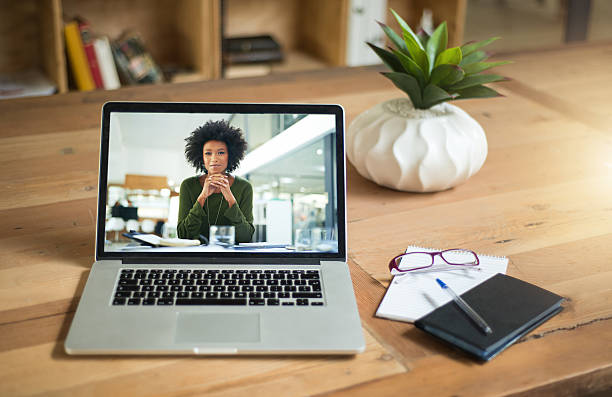 the next best thing to meeting in person - video conference imagens e fotografias de stock