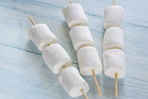 istock Marshmallow skewers on the wooden background 612858138