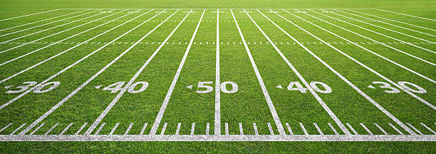 American football field and grass stock photo