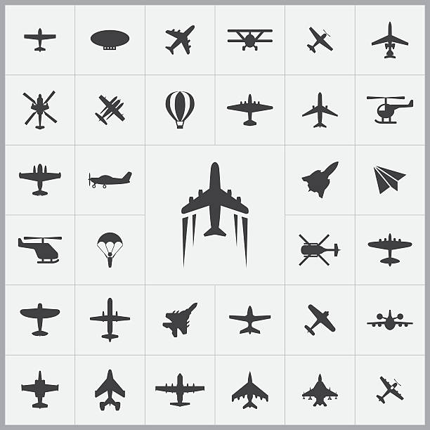 aviation icons universal set aviation icons universal set for web and mobile propeller airplane stock illustrations