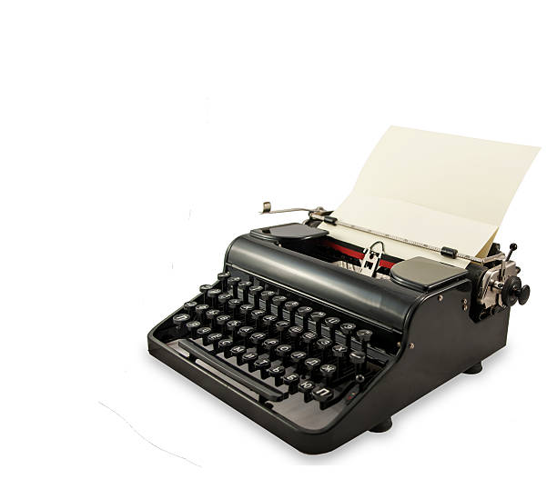 istock Old typerwiter with cyrillic letters on white background 612862214