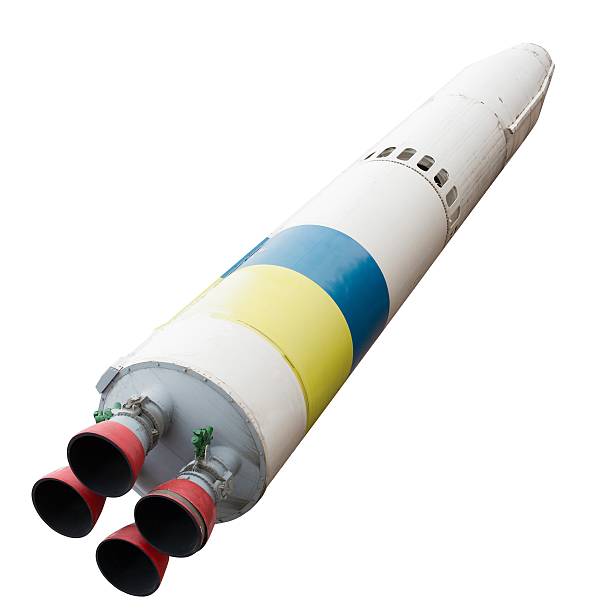 istock Spaceship with four nozzles isolated on a white background. 612863348