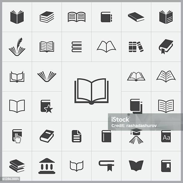 Books Icons Universal Set Stock Illustration - Download Image Now - Book, Open, Reading