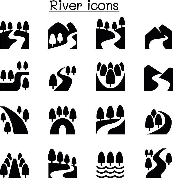 River, Lake , canal nature icons set River, Lake , canal nature icons set Canal stock illustrations