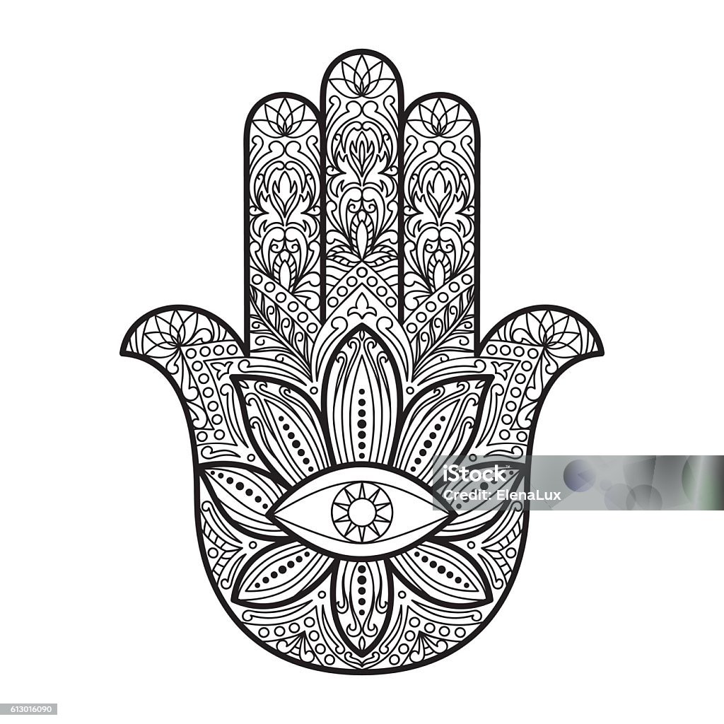 Hamsa Hand Of Fatima Amulet Stock Illustration - Download Image Now ...