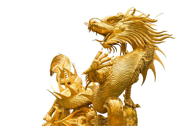 istock Golden Chinese dragon statue 613016268