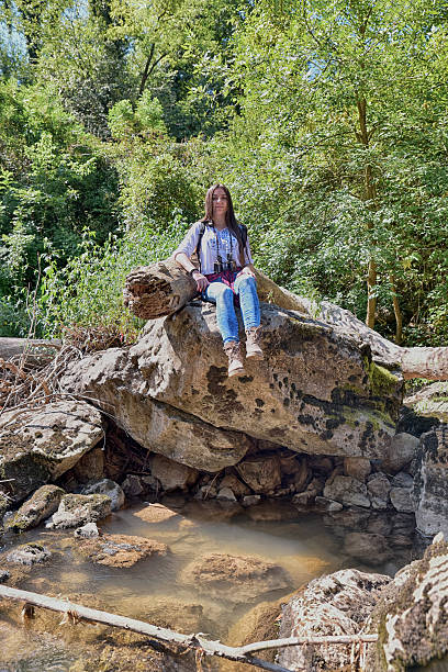 istock Adventure in nature by the river 613017030