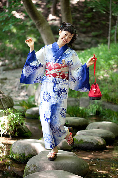 istock Japanese woman wearing yukata 613017650